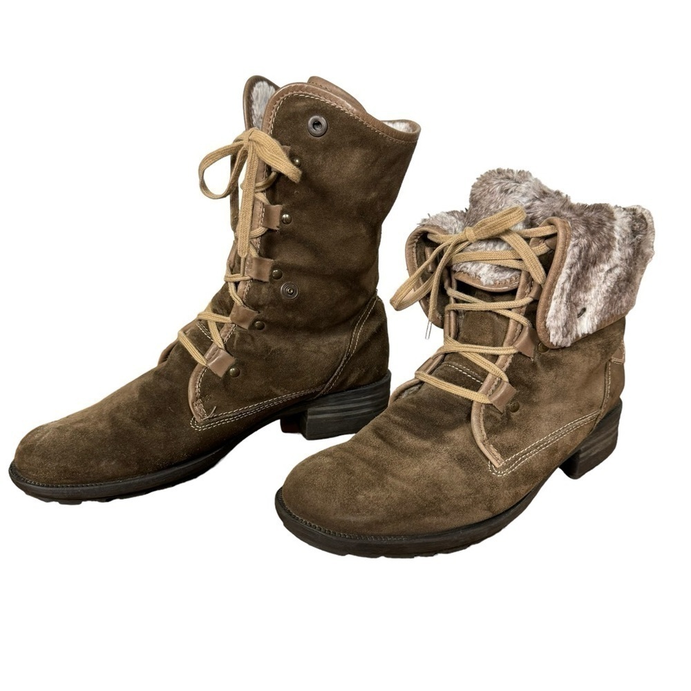 GUC Josef Seibel winter boots, suede, faux fur and shearling, brown, size 41